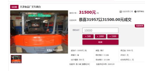 天津市某食品厂叉车拍卖业务圆满落槌 两台设备以31500元成功易主